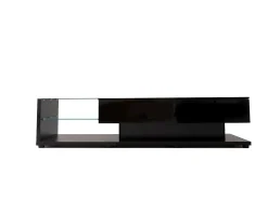Merax Móvel de TV 170 cm - 2 gavetas e prateleiras de vidro - LEDs - brilhante^ Móvel De Tv