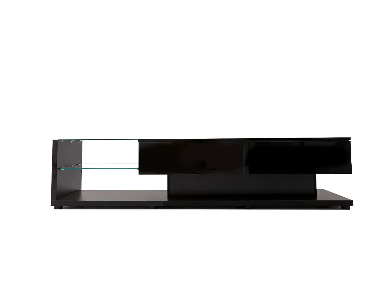 Merax Móvel de TV 170 cm - 2 gavetas e prateleiras de vidro - LEDs - brilhante^ Móvel De Tv