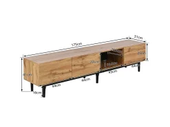 Móvel De Tv*Merax Móvel de TV 175 cm - 3 portas e prateleira de vidro - LEDs - Madeira MDF - cor natural Natural claro