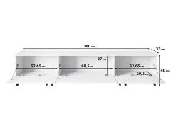 Discount Móvel de TV 180 cm com pés para sala – lowboard moderno com três portas basculantes, mate Preto