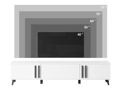 Discount Móvel de TV 180 cm com pés para sala – lowboard moderno com três portas basculantes, mate Preto