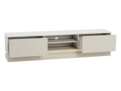 Móvel De Tv|Vente-unique Móvel de TV 2 gavetas e 2 nichos com LEDs em MDF bege e efeito mármore branco - DEVIKA Bege / Branco