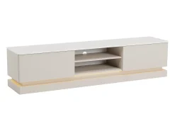 Móvel De Tv|Vente-unique Móvel de TV 2 gavetas e 2 nichos com LEDs em MDF bege e efeito mármore branco - DEVIKA Bege / Branco
