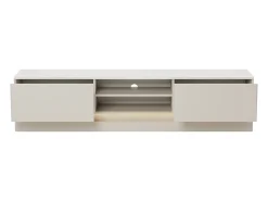 Móvel De Tv|Vente-unique Móvel de TV 2 gavetas e 2 nichos com LEDs em MDF bege e efeito mármore branco - DEVIKA Bege / Branco