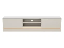 Móvel De Tv|Vente-unique Móvel de TV 2 gavetas e 2 nichos com LEDs em MDF bege e efeito mármore branco - DEVIKA Bege / Branco