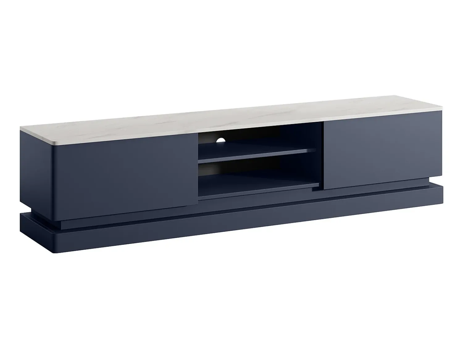 Móvel De Tv*Vente-unique Móvel de TV 2 gavetas e 2 nichos com LEDs em MDF azul efeito mármore branco DEVIKA de Pascal Morabito Azul escuro / Branco
