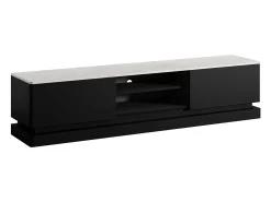 Vente-unique Móvel de TV 2 gavetas e 2 nichos com LEDs em MDF preto e efeito mármore branco DEVIKA de Pascal Morabito^ Móvel De Tv