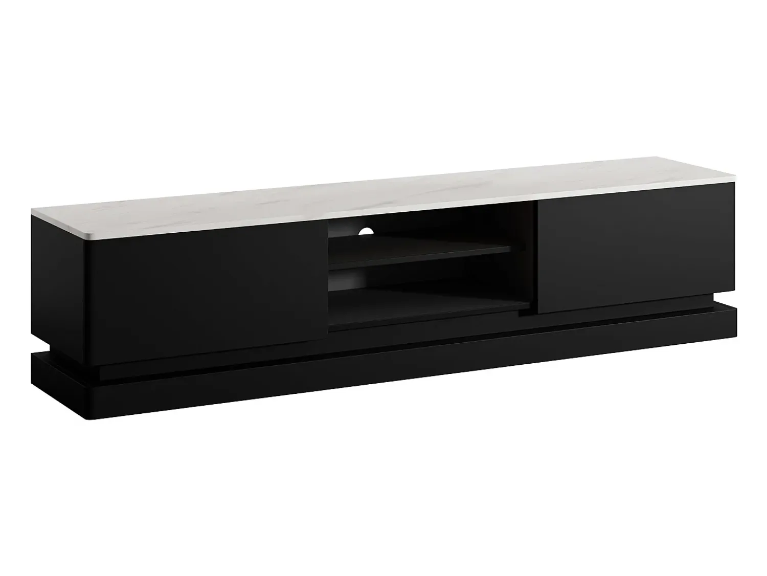 Vente-unique Móvel de TV 2 gavetas e 2 nichos com LEDs em MDF preto e efeito mármore branco DEVIKA de Pascal Morabito^ Móvel De Tv