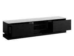 Vente-unique Móvel de TV 2 gavetas e 2 nichos com LEDs em MDF preto e efeito mármore branco DEVIKA de Pascal Morabito^ Móvel De Tv