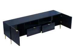 Móvel De Tv*Vente-unique Móvel de TV 2 portas, 2 gavetas e 2 nichos MDF e aço azul e dourado YESINIA Azul escuro