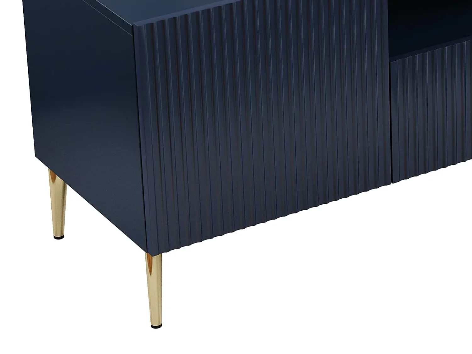 Móvel De Tv*Vente-unique Móvel de TV 2 portas, 2 gavetas e 2 nichos MDF e aço azul e dourado YESINIA Azul escuro