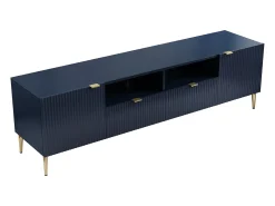 Móvel De Tv*Vente-unique Móvel de TV 2 portas, 2 gavetas e 2 nichos MDF e aço azul e dourado YESINIA Azul escuro