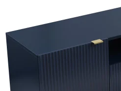 Móvel De Tv*Vente-unique Móvel de TV 2 portas, 2 gavetas e 2 nichos MDF e aço azul e dourado YESINIA Azul escuro