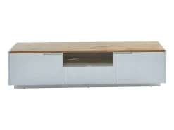 Móvel De Tv*Vente-unique Móvel de TV 2 portas 1 gaveta MDF lacado a branco e natural AMANI Natural claro / Branco