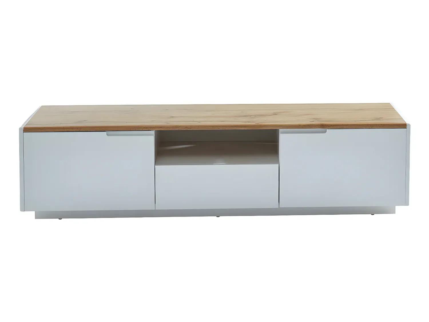 Móvel De Tv*Vente-unique Móvel de TV 2 portas 1 gaveta MDF lacado a branco e natural AMANI Natural claro / Branco