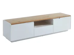 Móvel De Tv*Vente-unique Móvel de TV 2 portas 1 gaveta MDF lacado a branco e natural AMANI Natural claro / Branco