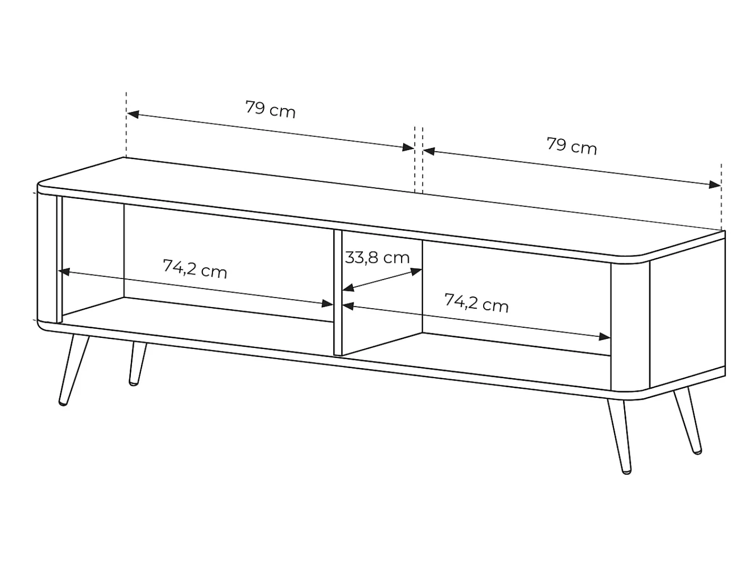 Best Móvel de TV: 2 portas, armário: , 163,2 x 51,2 x 38cm Preto