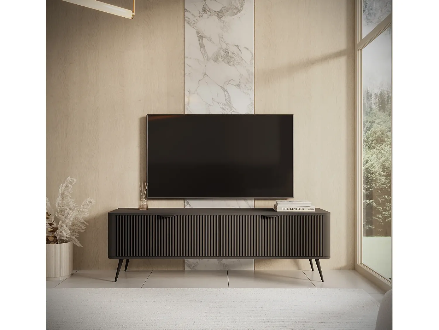 Best Móvel de TV: 2 portas, armário: , 163,2 x 51,2 x 38cm Preto