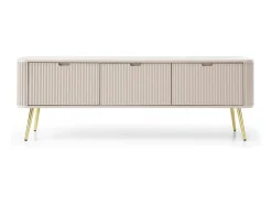 New Móvel de TV 3 portas com pés de metal dourado 168x56 cm Bege