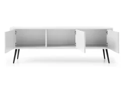 Discount Móvel de TV 3 portas com pés de metal preto 168x56 cm Branco
