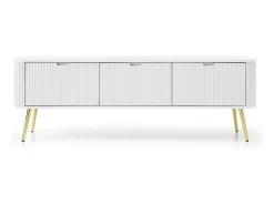Móvel De Tv| Móvel de TV 3 portas com pés de metal dourado 168x56 cm Branco
