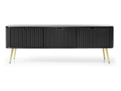 Discount Móvel de TV 3 portas com pés de metal dourado 168x56 cm Preto