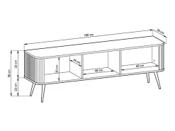Discount Móvel de TV 3 portas com pés de metal dourado 168x56 cm Preto