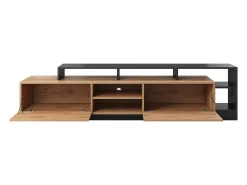 Móvel De Tv|Vente-unique Móvel de TV 2 portas e 6 nichos com LEDs natural claro e antracite - IDESIA Cinza antracite / Natural claro