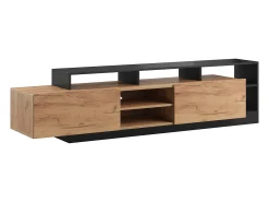 Móvel De Tv|Vente-unique Móvel de TV 2 portas e 6 nichos com LEDs natural claro e antracite - IDESIA Cinza antracite / Natural claro