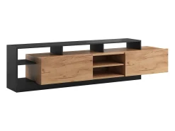 Móvel De Tv|Vente-unique Móvel de TV 2 portas e 6 nichos com LEDs natural claro e antracite - IDESIA Cinza antracite / Natural claro