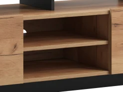 Móvel De Tv|Vente-unique Móvel de TV 2 portas e 6 nichos com LEDs natural claro e antracite - IDESIA Cinza antracite / Natural claro