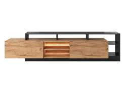 Móvel De Tv|Vente-unique Móvel de TV 2 portas e 6 nichos com LEDs natural claro e antracite - IDESIA Cinza antracite / Natural claro