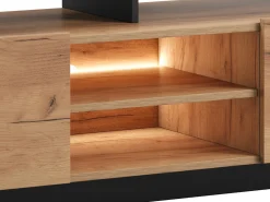 Móvel De Tv|Vente-unique Móvel de TV 2 portas e 6 nichos com LEDs natural claro e antracite - IDESIA Cinza antracite / Natural claro