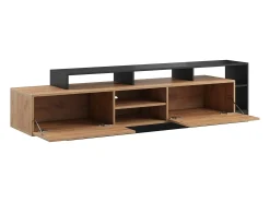 Móvel De Tv|Vente-unique Móvel de TV 2 portas e 6 nichos com LEDs natural claro e antracite - IDESIA Cinza antracite / Natural claro