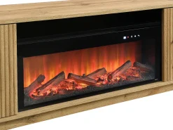 Móvel De Tv*Vente-unique Móvel de TV 2 portas e LEDs efeito lareira em MDF natural e preto - YEVINA Preto / Natural claro