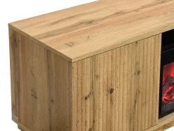 Móvel De Tv*Vente-unique Móvel de TV 2 portas e LEDs efeito lareira em MDF natural e preto - YEVINA Preto / Natural claro