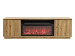 Móvel De Tv*Vente-unique Móvel de TV 2 portas e LEDs efeito lareira em MDF natural e preto - YEVINA Preto / Natural claro