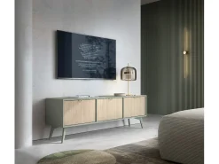 Móvel de TV 3 portas em madeira laminada 158x52 cm^ Móvel De Tv