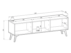 Móvel de TV 3 portas em madeira laminada 158x52 cm^ Móvel De Tv