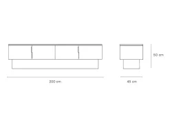 Móvel De Tv| Móvel de TV 4 portas lacado 200x45 cm Cinza antracite
