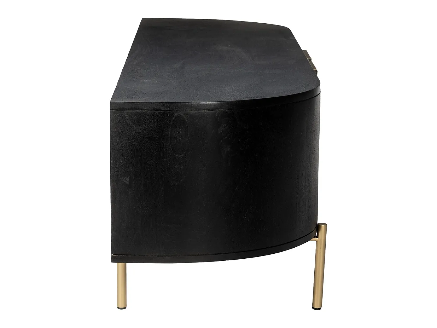 Móvel De Tv|Maison Céphy Móvel de TV 2 portas madeira mangueira e metal dourado, cor preta - NEVILI de Preto