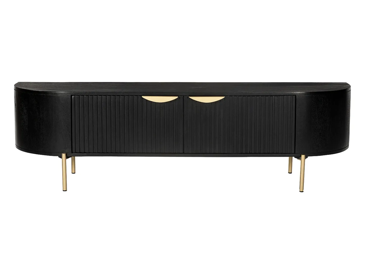 Móvel De Tv|Maison Céphy Móvel de TV 2 portas madeira mangueira e metal dourado, cor preta - NEVILI de Preto