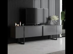 Online Concept-Usine Móvel de TV Antracite e Preto 2 Portas 180cm LUXOR - Design Contemporâneo Cinza antracite