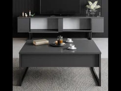 Online Concept-Usine Móvel de TV Antracite e Preto 2 Portas 180cm LUXOR - Design Contemporâneo Cinza antracite