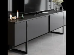 Online Concept-Usine Móvel de TV Antracite e Preto 2 Portas 180cm LUXOR - Design Contemporâneo Cinza antracite