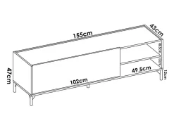 Discount Dmora Móvel de TV Asinara, Aparador baixo da sala, Aparador da sala para televisão, 155x43h47 cm, Carvalho e Branco Castanho
