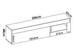 Discount Dmora Móvel de TV Averau, Aparador baixo da sala, Aparador da sala para televisão, 204x42h48 cm, Carvalho e Branco Castanho