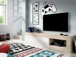 Discount Dmora Móvel de TV Averau, Aparador baixo da sala, Aparador da sala para televisão, 204x42h48 cm, Carvalho e Branco Castanho