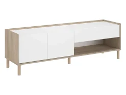 Móvel De Tv| Móvel de TV Azzaro com 2 portas e 1 gaveta, carvalho japonês e , 150x47x40 cm Branco