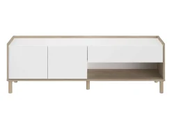 Móvel De Tv| Móvel de TV Azzaro com 2 portas e 1 gaveta, carvalho japonês e , 150x47x40 cm Branco